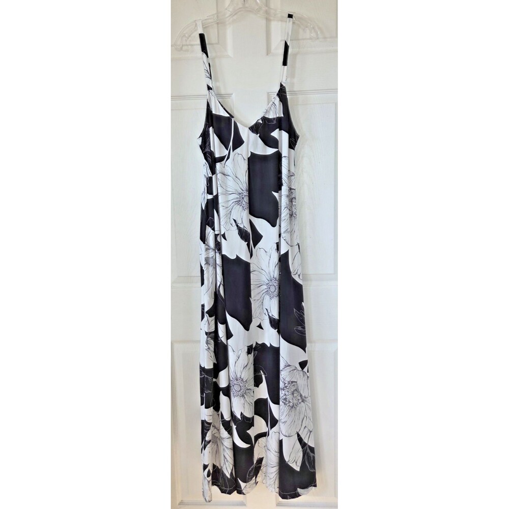 LABEL OF LOVE Anthropologie Ivory & Black Lily Maxi Dress Adj. Straps Size L NWT